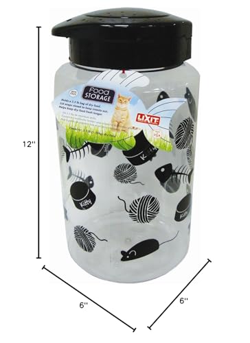 Lixit Food and Treat Storage Jars for Dogs, Cats, Small Animals and Birds (128oz, Cats - Black)