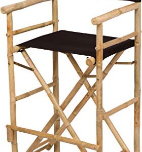 Zero Emission World Bamboo Barstool-Natural Color Black Canvas Bar Height Folding Chairs Counter Stool Outdoor Indoor Tall Camping Set of 2, 22.8x18.9x47.2