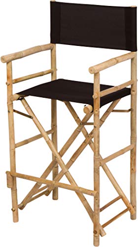 Zero Emission World Bamboo Barstool-Natural Color Black Canvas Bar Height Folding Chairs Counter Stool Outdoor Indoor Tall Camping Set of 2, 22.8x18.9x47.2