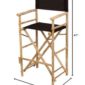 Zero Emission World Bamboo Barstool-Natural Color Black Canvas Bar Height Folding Chairs Counter Stool Outdoor Indoor Tall Camping Set of 2, 22.8x18.9x47.2