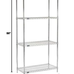 Nexel 5 Tier Chrome Wire Shelving Starter Unit, 36" W x 18" D x 86" H