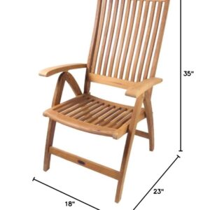 SeaTeak Weatherly Teak Folding Chair - 6-Position Foldable Chair - Weatherproof, Portable Teak Armchair for Boat Deck, Patio, Camping, Outdoors