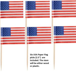 Oasis Supply, 8-Pack Patriotic Birthday Candles, 3.25-inch, Plus 6 USA! Food Flag Picks