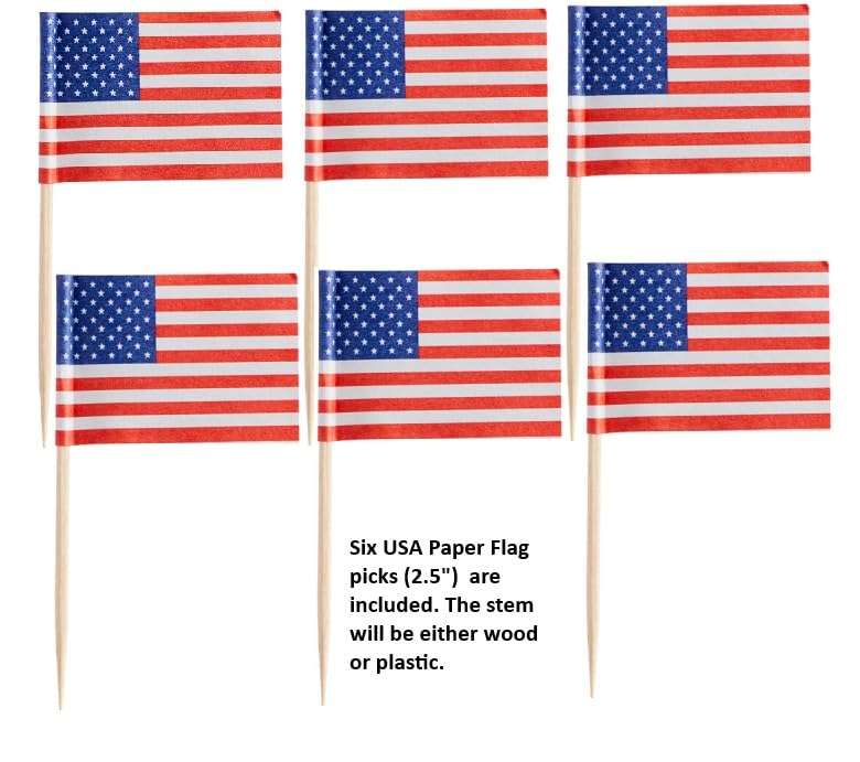 Oasis Supply, 8-Pack Patriotic Birthday Candles, 3.25-inch, Plus 6 USA! Food Flag Picks