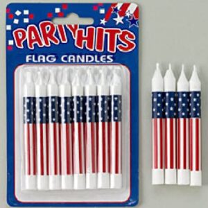 Oasis Supply, 8-Pack Patriotic Birthday Candles, 3.25-inch, Plus 6 USA! Food Flag Picks