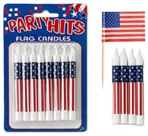 oasis supply, 8-pack patriotic birthday candles, 3.25-inch, plus 6 usa! food flag picks