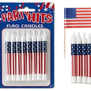 Oasis Supply, 8-Pack Patriotic Birthday Candles, 3.25-inch, Plus 6 USA! Food Flag Picks