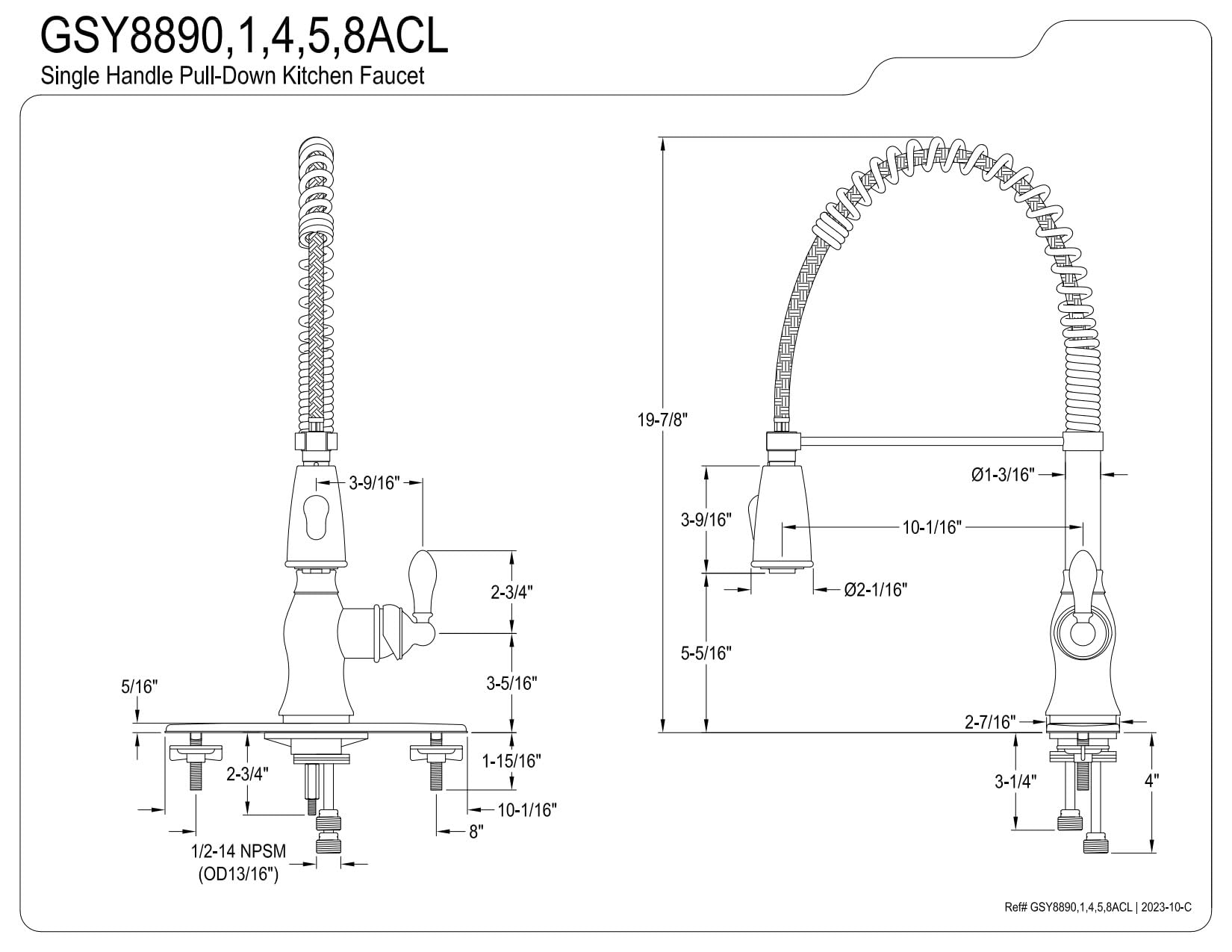 Kingston Brass GSY8891ACL Gourmetier American Classic 8-Inch Centerset Single Handle Kitchen Faucet with Pull-Out Sprayer, Polished Chrome