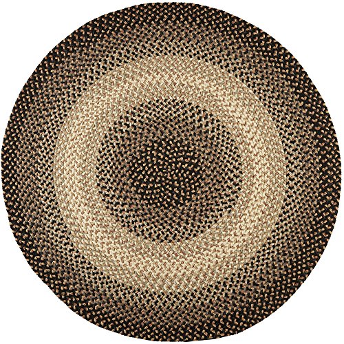 Super Area Rugs Round 4X4 Black/Gray/Gold Braided Rug Hartford Primitive Decor Rug - Indoor Outdoor - 4' X 4' Circular Braided Rug Dining Room Rug