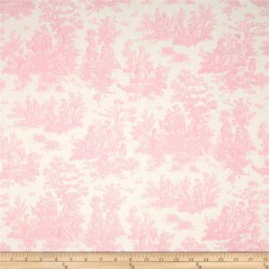 premier prints jamestown toile baby pink, fabric by the yard