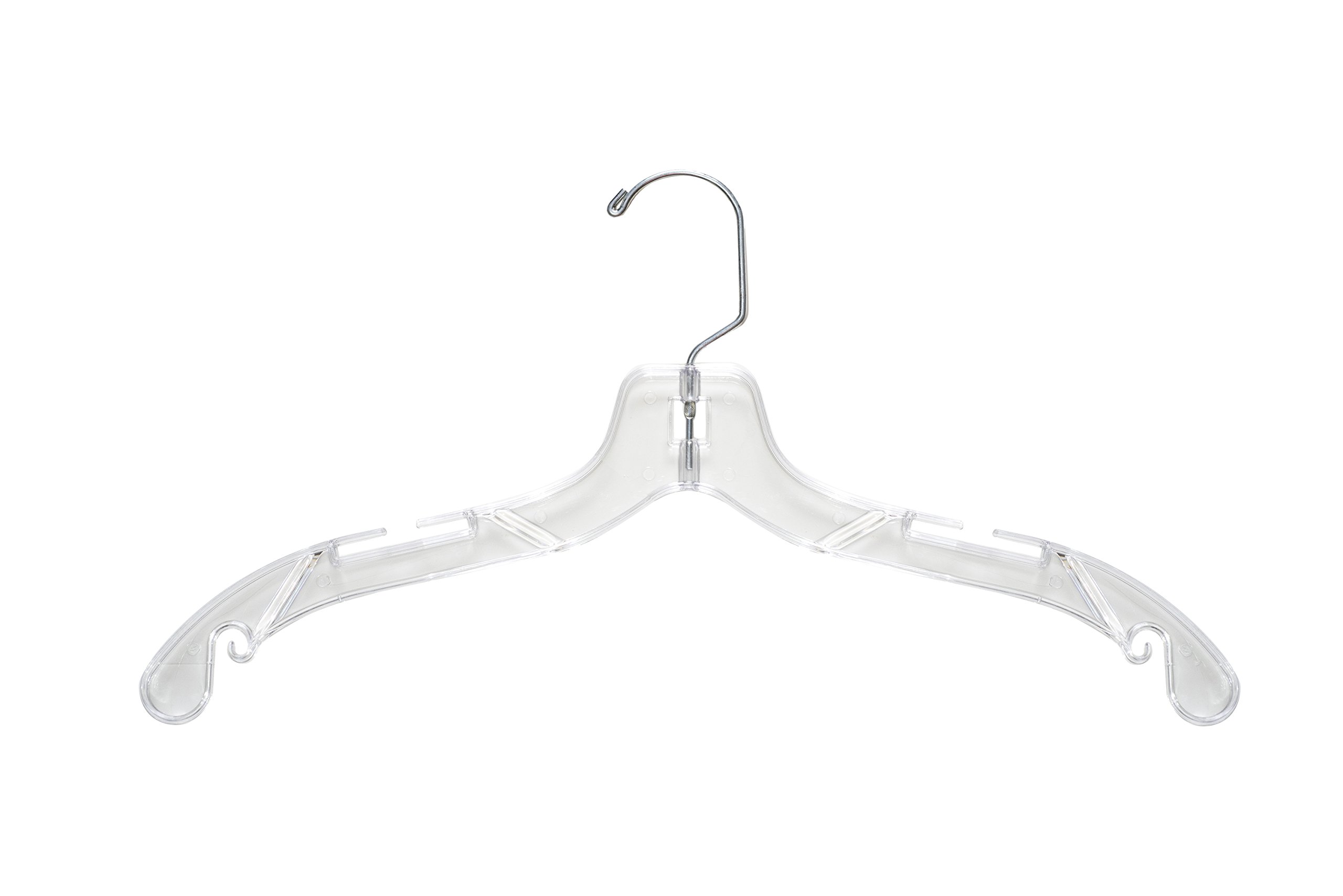 NAHANCO 500 Plastic Shirt/Dress Hanger with Swivel Chrome Hook, Heavy Weight, 17", Clear (Pack of 100)