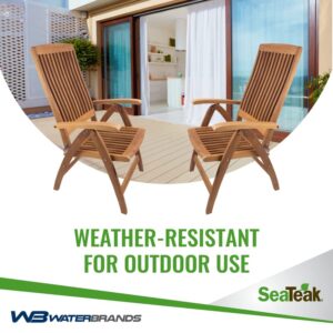 SeaTeak Weatherly Teak Folding Chair - 6-Position Foldable Chair - Weatherproof, Portable Teak Armchair for Boat Deck, Patio, Camping, Outdoors