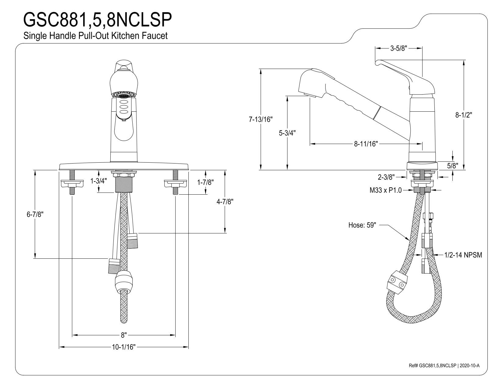 Kingston Brass GSC881NCLSP Gourmetier Century 8-Inch Centerset Single Handle Kitchen Faucet with Pull-Out Sprayer, Polished Chrome