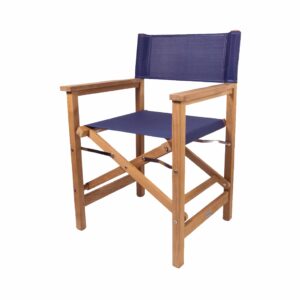 seateak director's chair | with durasling fabric seat cover | foldable director’s chair | blue | 34.5" l x 23.75" w x 20.5" h