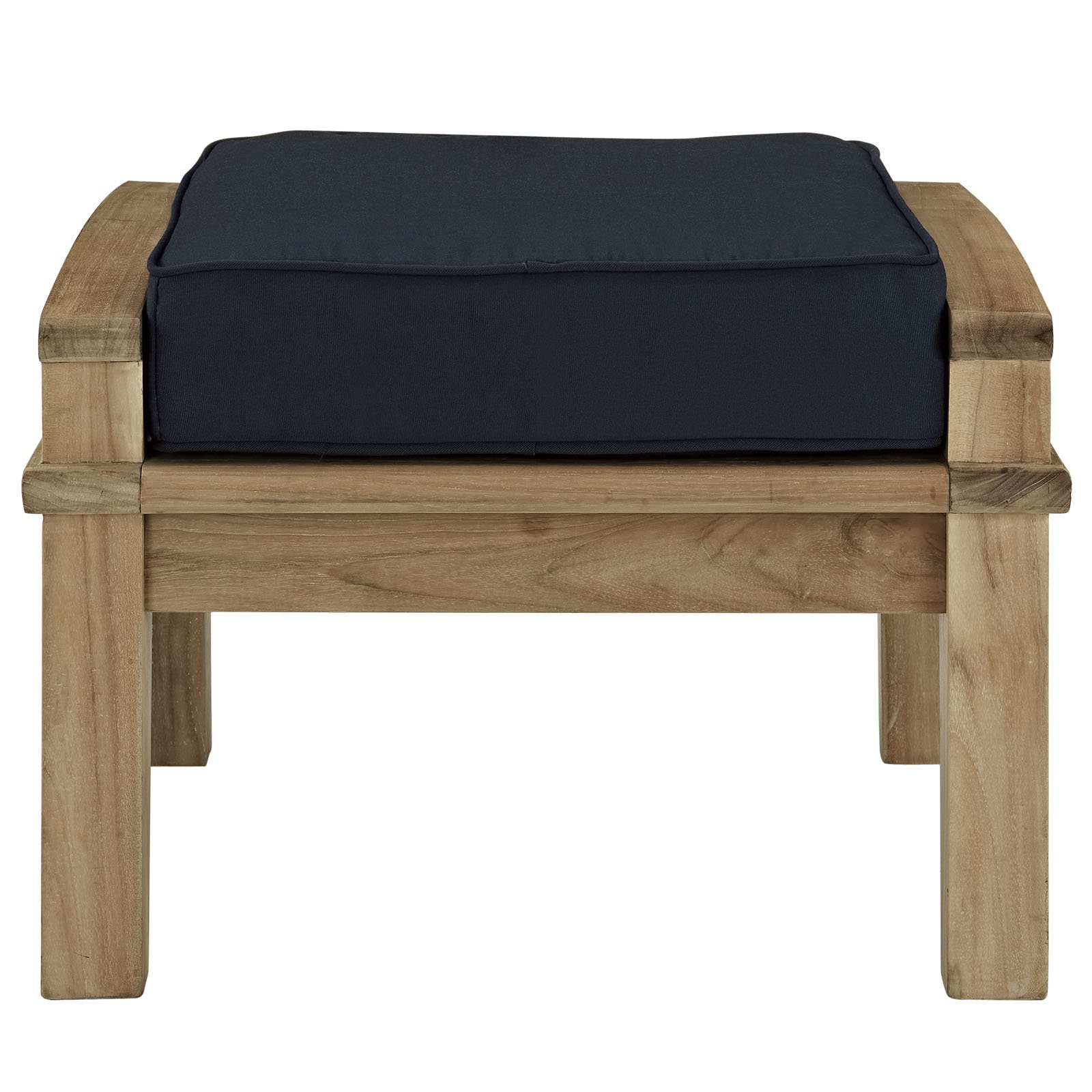 Modway EEI-1152-NAT-NAV-SET Marina Premium Grade A Teak Wood Outdoor Patio Ottoman, Natural Navy