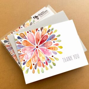 Palmer Street Press Thank You Notes With Envelopes Set - Watercolor Flower Burst Thank You Note Set (8 Elegant Thank You Cards With Envelopes) - Boxed Thank You Cards - Proudly Made in the USA