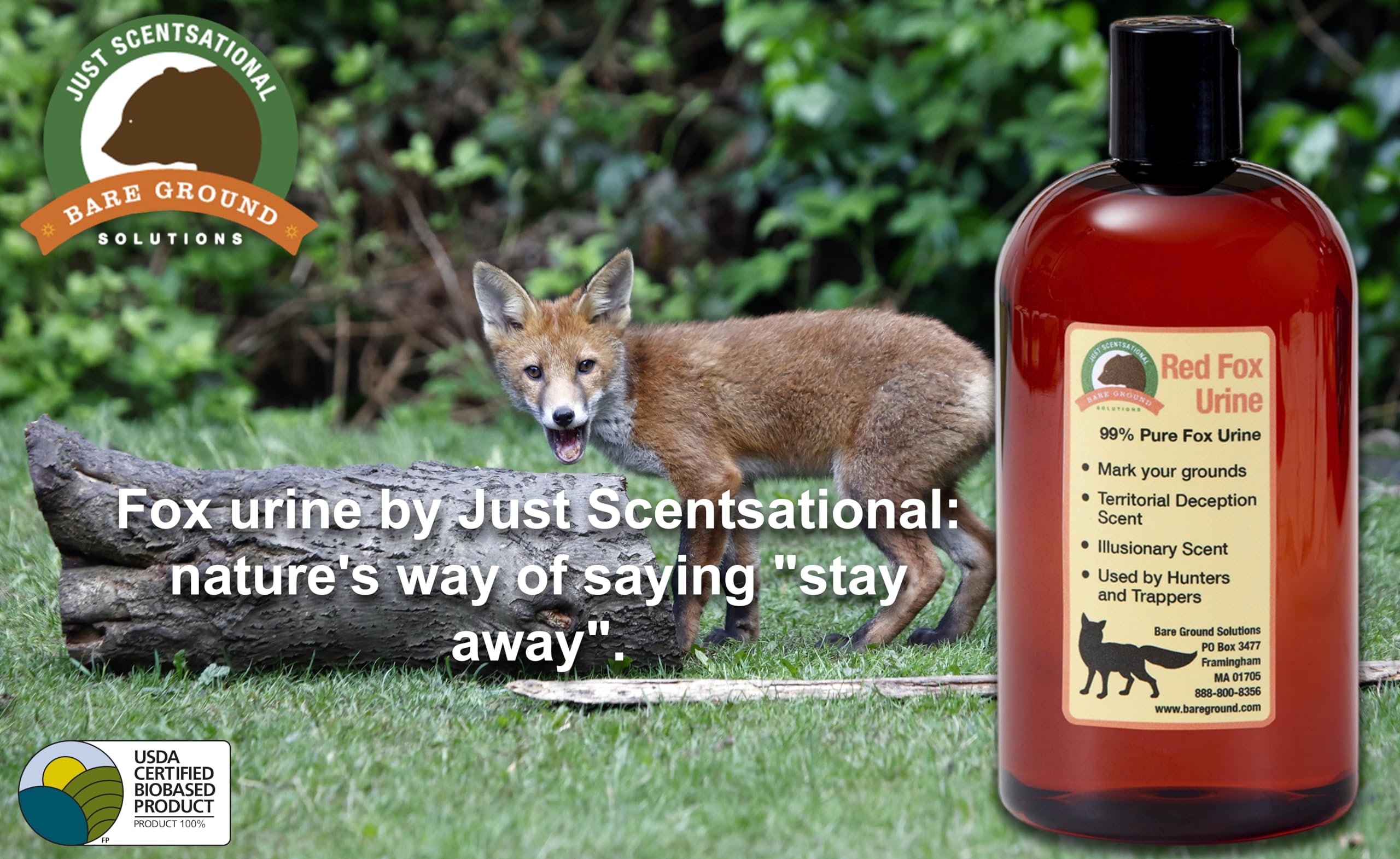 Just Scentsational FU-16 Red Fox Urine for Gardens, Hunters, and Trappers, 16 oz