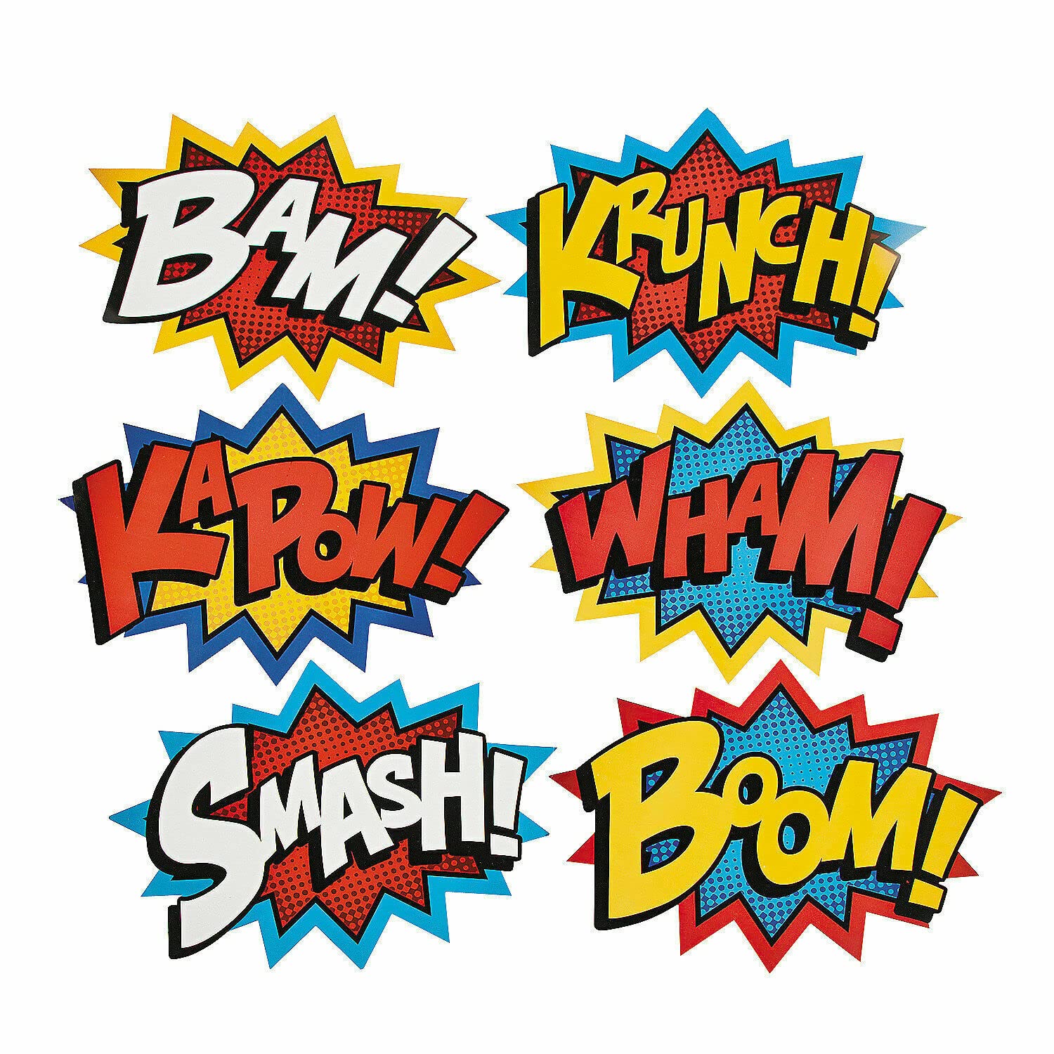 Fun Express SUPERHERO WORD CUTOUTS - Party Decor - VBS Vacation Bible School Supplies/Decor - 6 Pieces