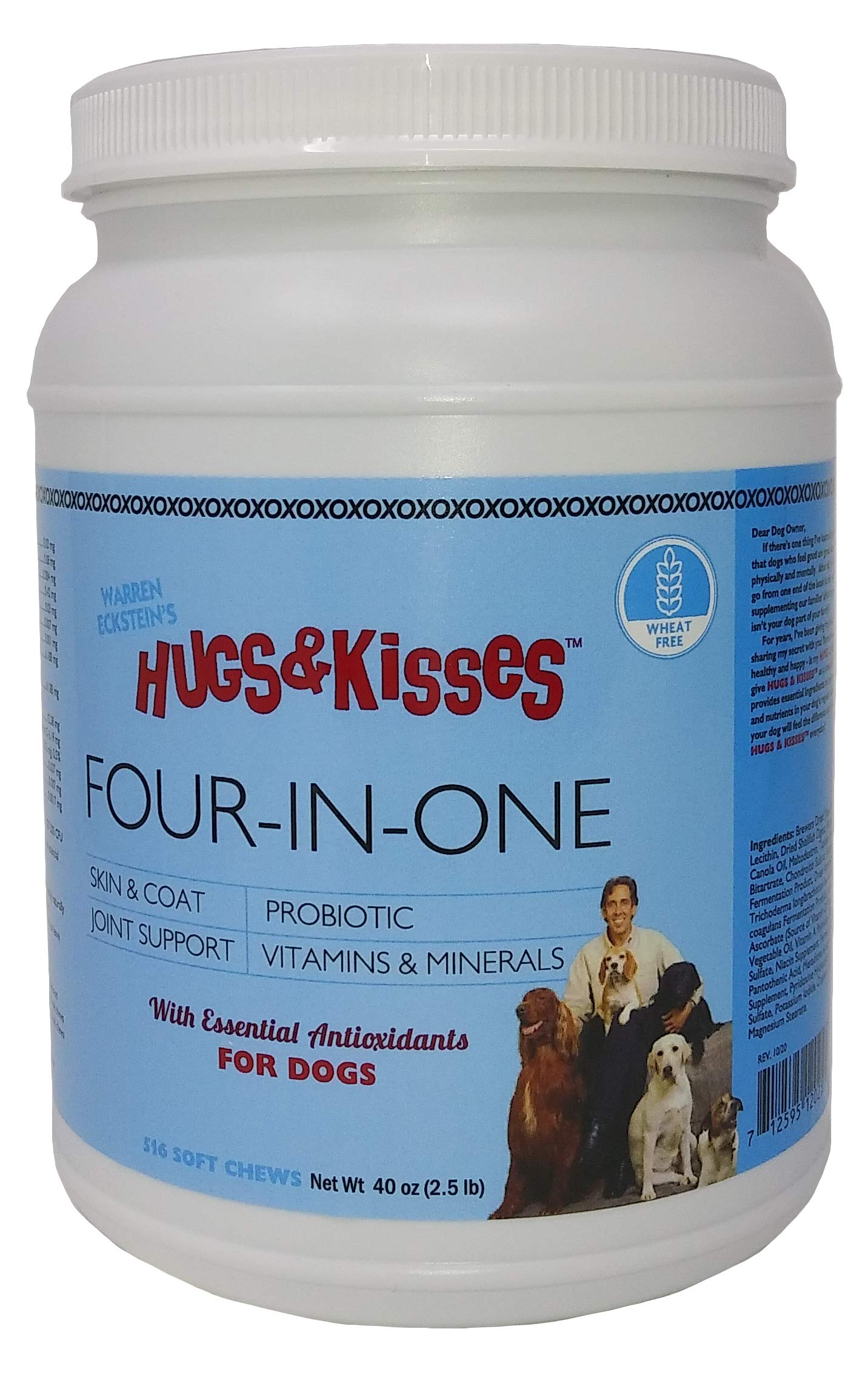 HUGS & KISSES Warren Eckstein's Four-in-One Dog Vitamin Mineral Supplement Treats