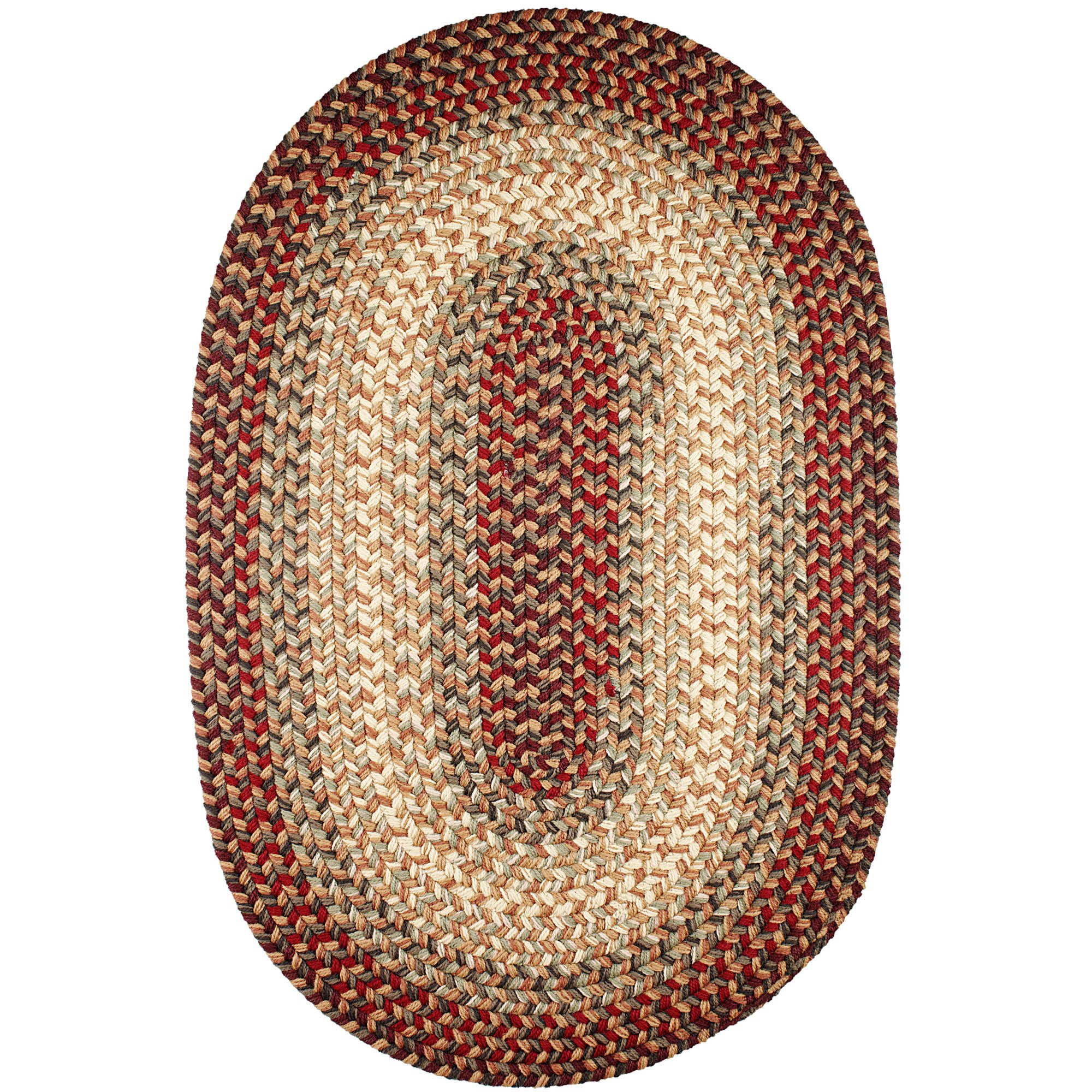 Super Area Rugs Oval 2X3 Red/Gray Braided Rug Hartford Primitive Decor Rug - Indoor Outdoor - 2' X 3' Braided Rug Entryway Rug - Doorway Rug