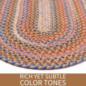 Super Area Rugs Premium Wool Braided Rug - Soft & Reversible Woven Rug- Made in USA - Neutral Rug, 4' X 4' Round