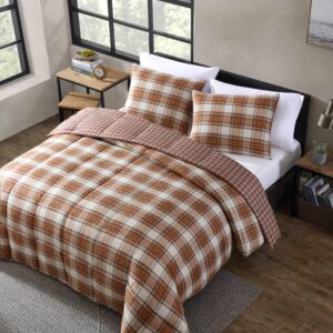 Eddie Bauer - King Duvet Cover Set, Reversible Cotton Bedding with Matching Shams, Stylish Home Decor for All Seasons (Edgewood Red, King)