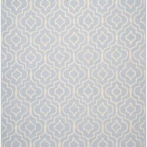 SAFAVIEH Cambridge Collection Area Rug - 9' x 12', Light Blue & Ivory, Handmade Moroccan Wool, Ideal for High Traffic Areas in Living Room, Bedroom (CAM141A)