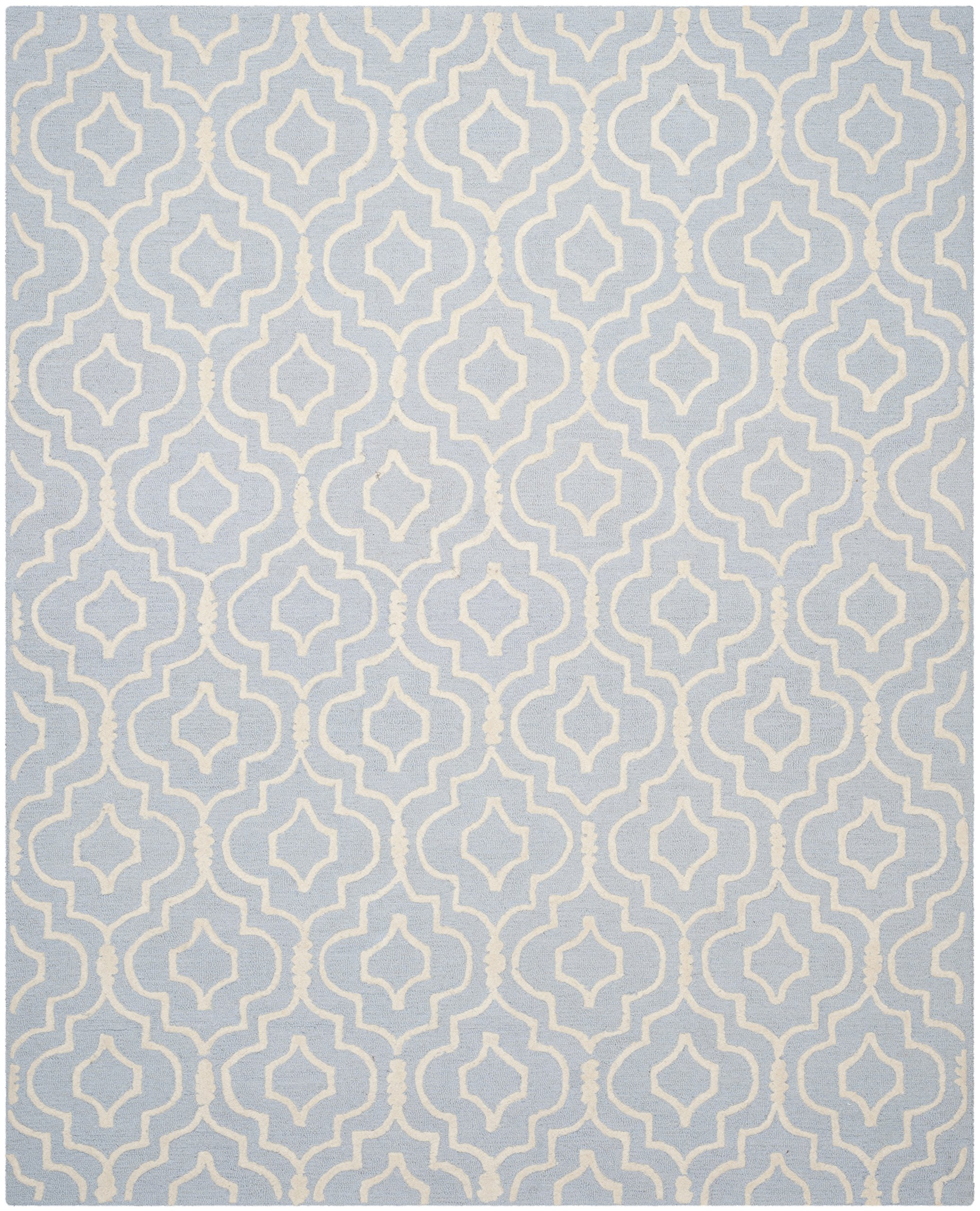 SAFAVIEH Cambridge Collection Area Rug - 9' x 12', Light Blue & Ivory, Handmade Moroccan Wool, Ideal for High Traffic Areas in Living Room, Bedroom (CAM141A)