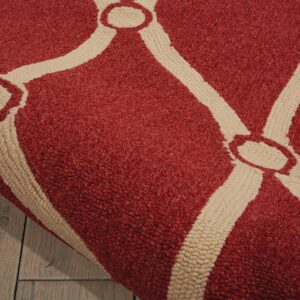 Nourison Portico Indoor/Outdoor Red 8' x 10'6" Area-Rug, Easy-Cleaning, Non Shedding, Bed Room, Living Room, Dining Room, Backyard, Deck, Patio (8x11)