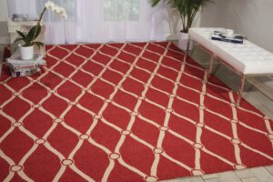 nourison portico indoor/outdoor red 8' x 10'6" area-rug, easy-cleaning, non shedding, bed room, living room, dining room, backyard, deck, patio (8x11)