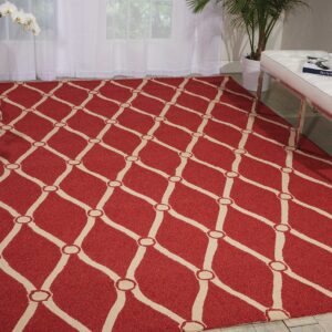 Nourison Portico Indoor/Outdoor Red 8' x 10'6" Area-Rug, Easy-Cleaning, Non Shedding, Bed Room, Living Room, Dining Room, Backyard, Deck, Patio (8x11)