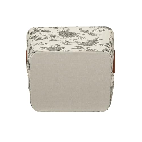 Household Essentials Medium Tapered Storage Bin with Wood Handles, Floral Pattern