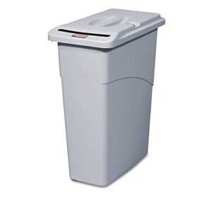 rubbermaid 9w15lgy slim jim confidential document receptacle w/lid, rectangle, 23gal, light gray