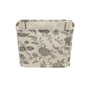 Household Essentials Medium Tapered Storage Bin with Wood Handles, Floral Pattern