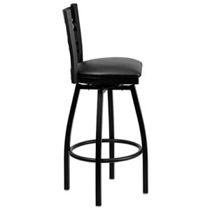 Flash Furniture Hercules Series "X" Back Metal Restaurant Barstool, Modern Upholstered Armless Bar Height Chair for Restaurants and Kitchens, Black