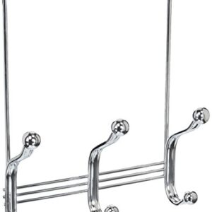 InterDesign 53070 Chrome Finish York Lyra 6 Hook Over The Door Rack