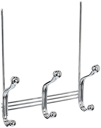 InterDesign 53070 Chrome Finish York Lyra 6 Hook Over The Door Rack