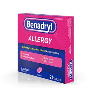 Benadryl Ultratabs Antihistamine Allergy Relief with Diphenhydramine HCl, 24 Count