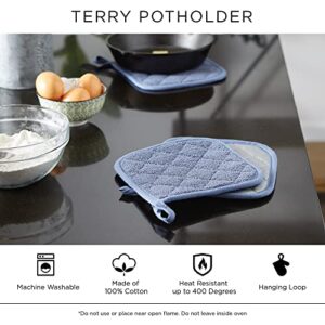 DII Basic Terry Collection Quilted 100% Cotton, Potholder, Nautical Blue, 3 Piece