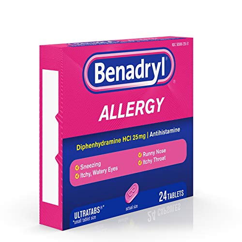 Benadryl Ultratabs Antihistamine Allergy Relief with Diphenhydramine HCl, 24 Count