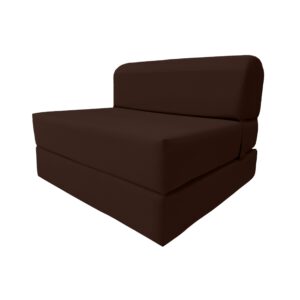 d&d futon furniture twin size brown sleeper chair folding foam bed 6 x 36 x 70, studio guest beds foam density 1.8 lb