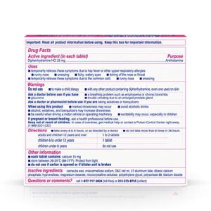 Benadryl Ultratabs Antihistamine Allergy Relief with Diphenhydramine HCl, 24 Count