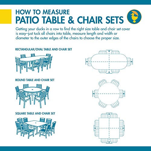 Duck Covers Ultimate Waterproof Rectangular/Oval Patio Table & Chair Set Cover, Outdoor Dining General Purpose Furniture Set Covers with Attachment Straps, 140 inch, Outdoor Table Cover