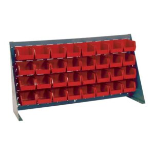 quantum storage systems qbr-3619-210-32rd ultra bin complete bench rack package with 32 ultra bins, 36" x 8" x 19" , red