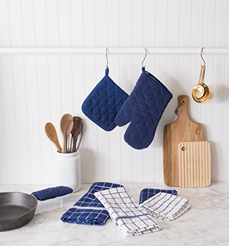 DII Basic Terry Collection Quilted 100% Cotton, Potholder, Nautical Blue, 3 Piece