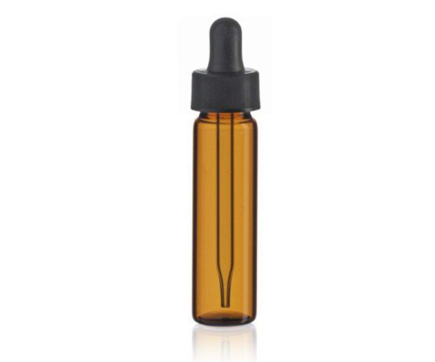 MagnaKoys 2 Dram 1/4 oz Amber Glass Vials w/Straight Black Bulb Eye Glass Droppers for Essential Oils & Liquids (Pack of 2)