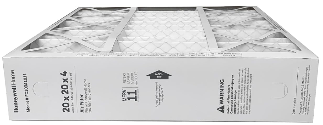 Honeywell FC100A1011-20" x 20" x 4" Pleated Air Filter, MERV 11 Bundle with Same Day Supply Filter Change Reminder (2)