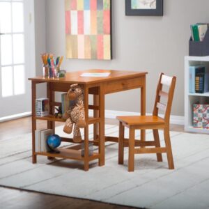 Lipper International Child's Work Station Desk and Chair, Pecan Finish