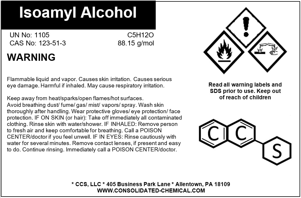 Isoamyl Alcohol 4 Fl Oz 100mL Glass Bottle