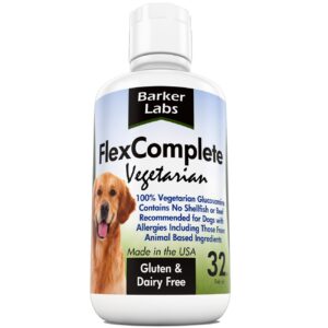 flexcomplete liquid vegetarian glucosamine for dogs - joint health and mobility support with vegetarian formula to keep pet active and healthy - for small and larde dogs- formulated in the usa